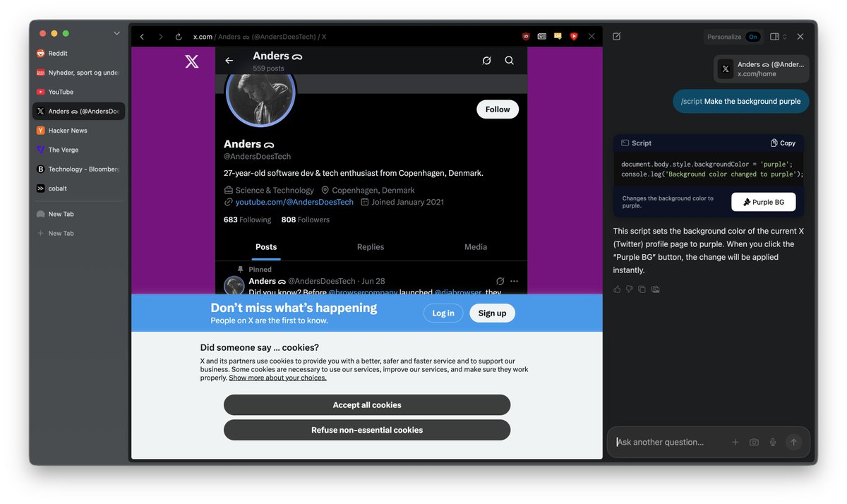 Anders ᯅ (@andersdoestech) on Twitter photo Love the "/script" feature. Nice work! 🥳 Love the "/script" feature. Nice work! 🥳
