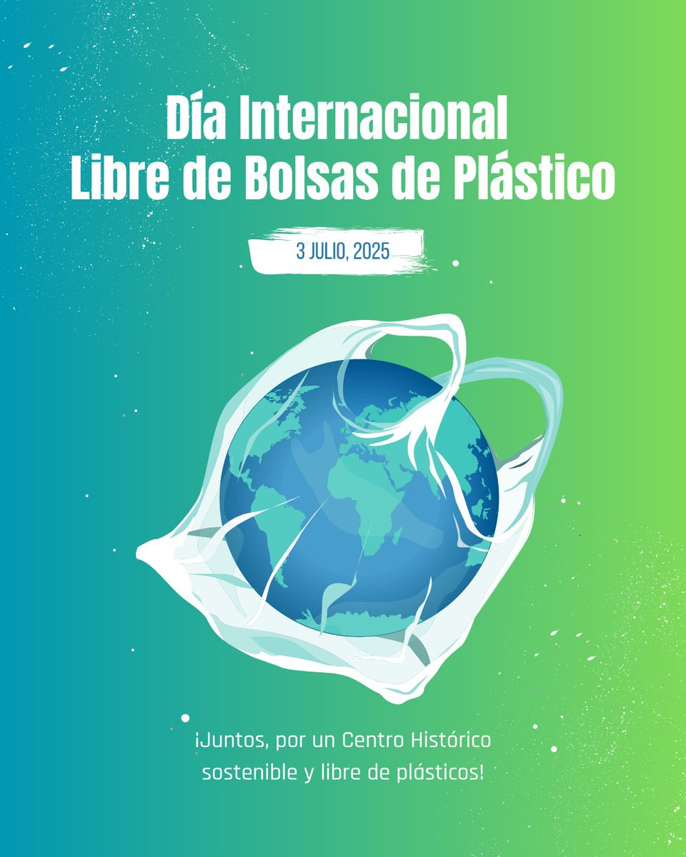 Cada bolsa plástica que evitamos usar es un paso hacia un Centro Histórico más limpio, verde y vivo. 🌎

En este Día Internacional Libre de Bolsas Plásticas, súmate a la transformación. ♻️

🌱 Conservemos juntos lo que nos pertenece a todos.