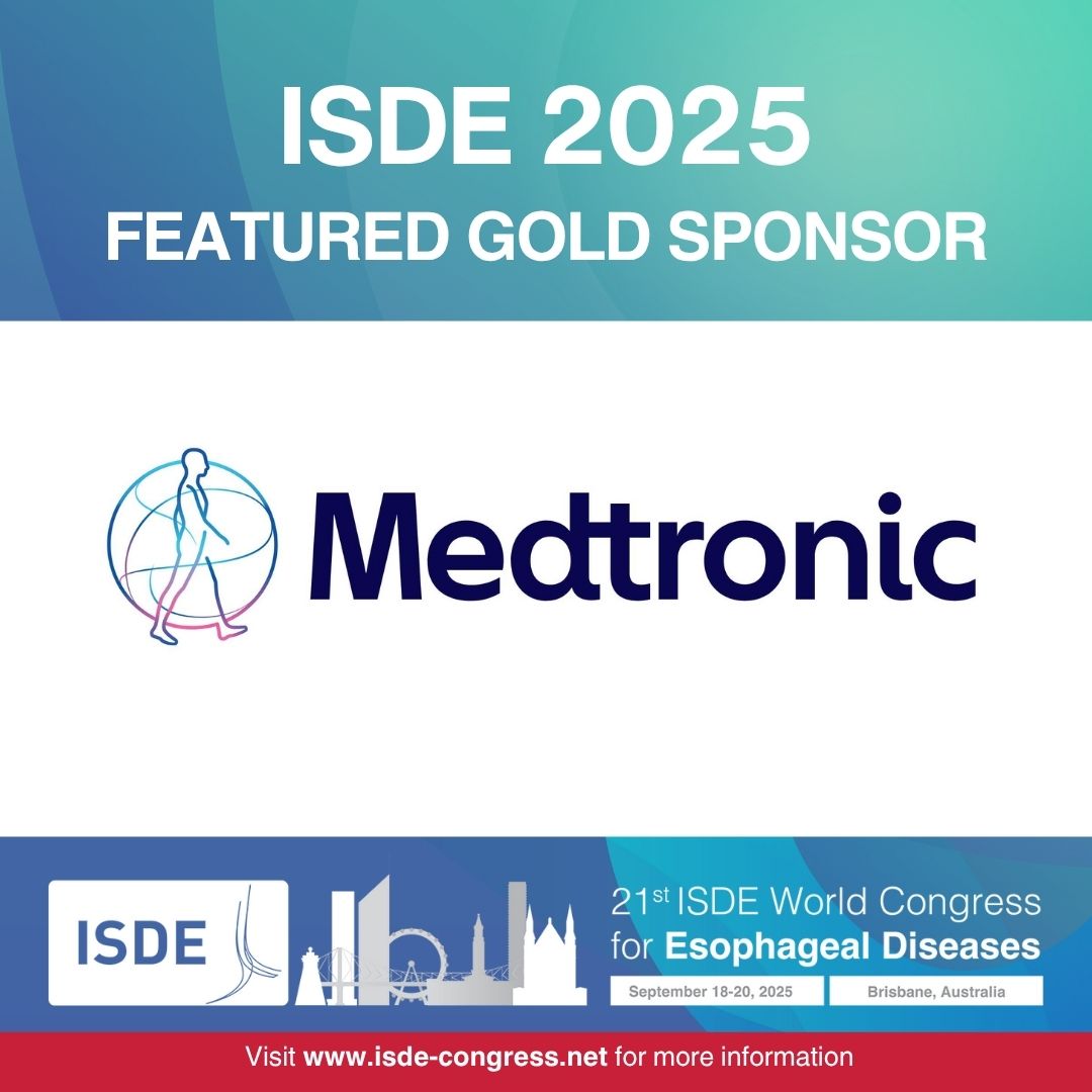 ISDE_net's tweet image. Thank you for our valued Gold Sponsor @Medtronic for their continuous support to ISDE World Congress for Esophageal Diseases. Learn more about Medtronic at medtronic.com and join us for #ISDE2025 in Brisbane, Australia, Sept 18-20!
#ISDE #esophagus #esophageal