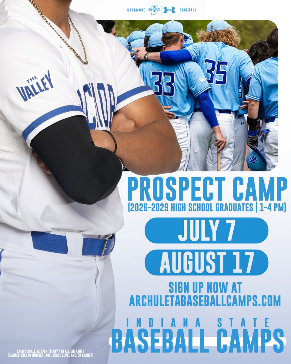 IndStBaseball's tweet image. Sycamore Baseball announces summer prospect camp dates for July 7 and August 17
tinyurl.com/mpus5ca2
#MarchOn