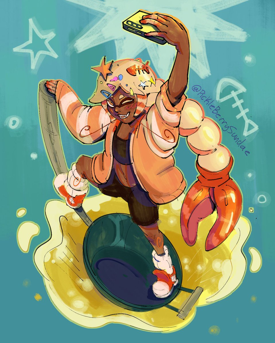 pickleberrydraw's tweet photo. My first attack of the month! The idea of a tempura shrimp inkling is so fucking good 

[oc belongs to @/WIBBLE on toyhouse]
#artfight2025 #Splatoon #artfight https://t.co/XZsgZnfAlA
