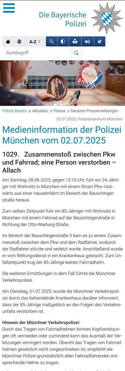 AnjaMuc_WtFMIV's tweet image. Immer wieder nett, Rückwärts aus einer Einfahrt fahrender #Autofahrer, der das Verkehrsgeschehen nicht beachtet,  fährt #Radfahrer um, der verstirbt und die @PolizeiMuenchen MUSS  natürlich #victimblamig betreiben, indem sie ausschließlich den fehlenden #Fahrradhelm erwähnt, der