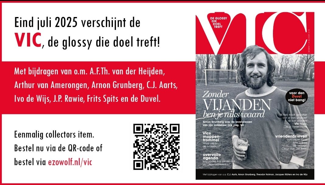 EzoWolfBooks's tweet photo. Eind juli verschijnt de eenmalige glossy VIC. Met interview met Vic van de Reijt + bijdragen van o.a. Arnon Grunberg, Ivo de Wijs, Theodor Holman, Frits Spits + een niet eerder gepubliceerd verhaal van #Afth &amp; voorwoord van Arthur van Amerongen. Bestel nu: https://t.co/bNEwVxtBek https://t.co/ddyfXAkzpP