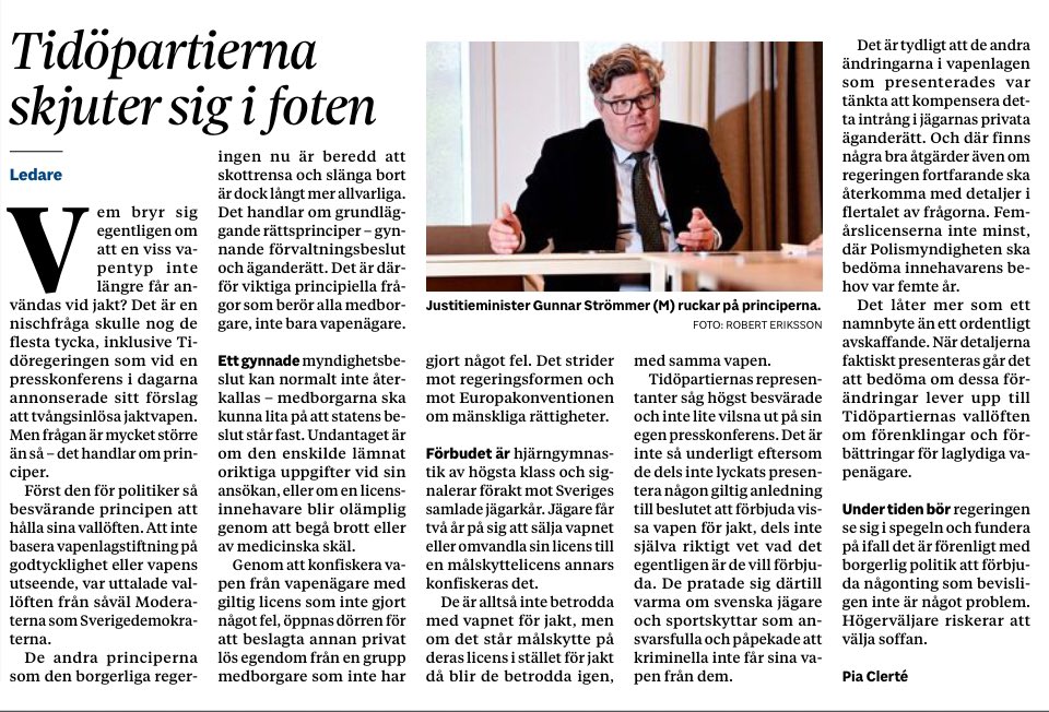 Jag skriver i Jönköpingsposten om att Tidöpartierna skjuter sig i foten.

”Under tiden bör regeringen se sig i spegeln och fundera på ifall det är förenligt med borgerlig politik att förbjuda någonting som bevisligen inte är något problem. Högerväljare riskerar att välja soffan.”