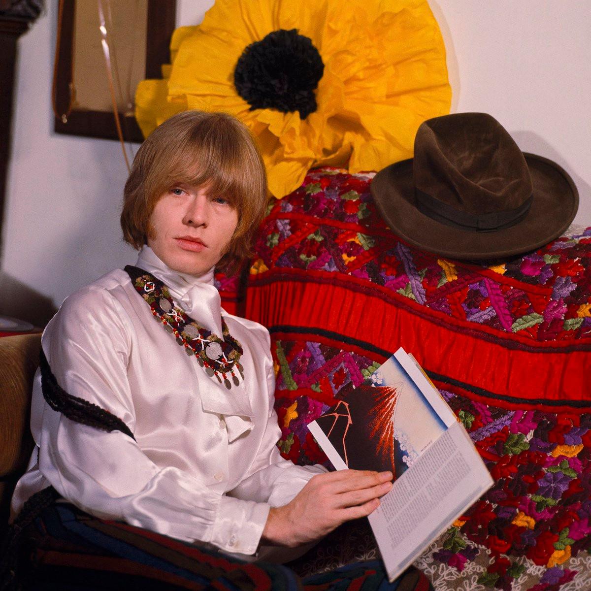 charlieboywatts's tweet image. Brian Jones, founder member of the Rolling Stones, photographed in his home by Gered Mankowitz. Brian died 56 years ago today.