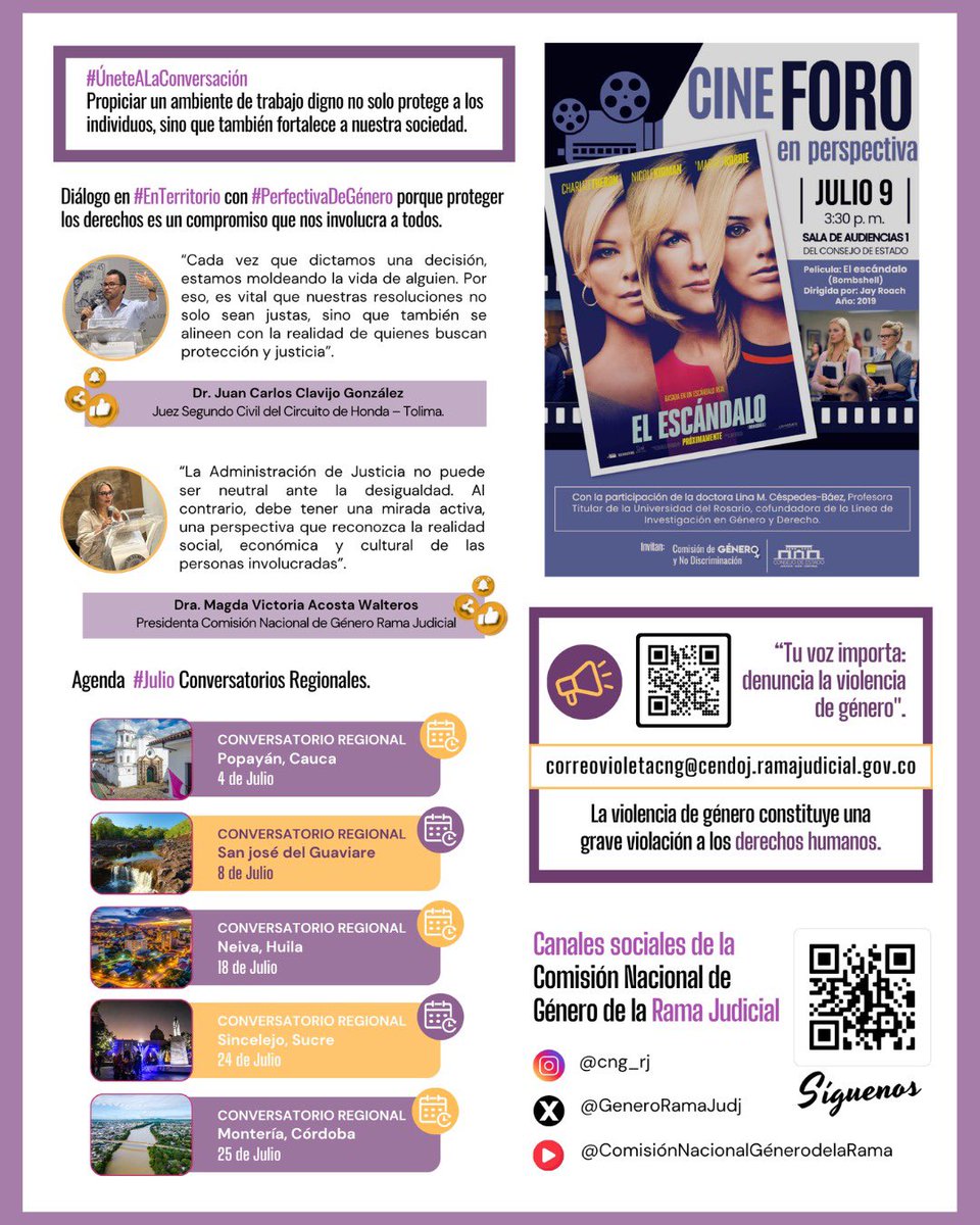 #BoletínDeGénero | Ya está lista la 4ª entrega de la publicación periódica que desde la Comisión de Género de la #RamaJudicial te pone al día sobre las actividades de las Altas Cortes en defensa de los derechos de mujeres, niños y comunidades diversas. ¡Consúltalo!
#TuVozCuenta
