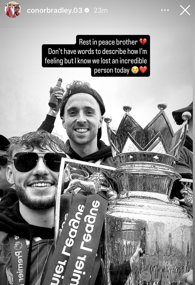 Conor Bradley’s message to Jota 💔