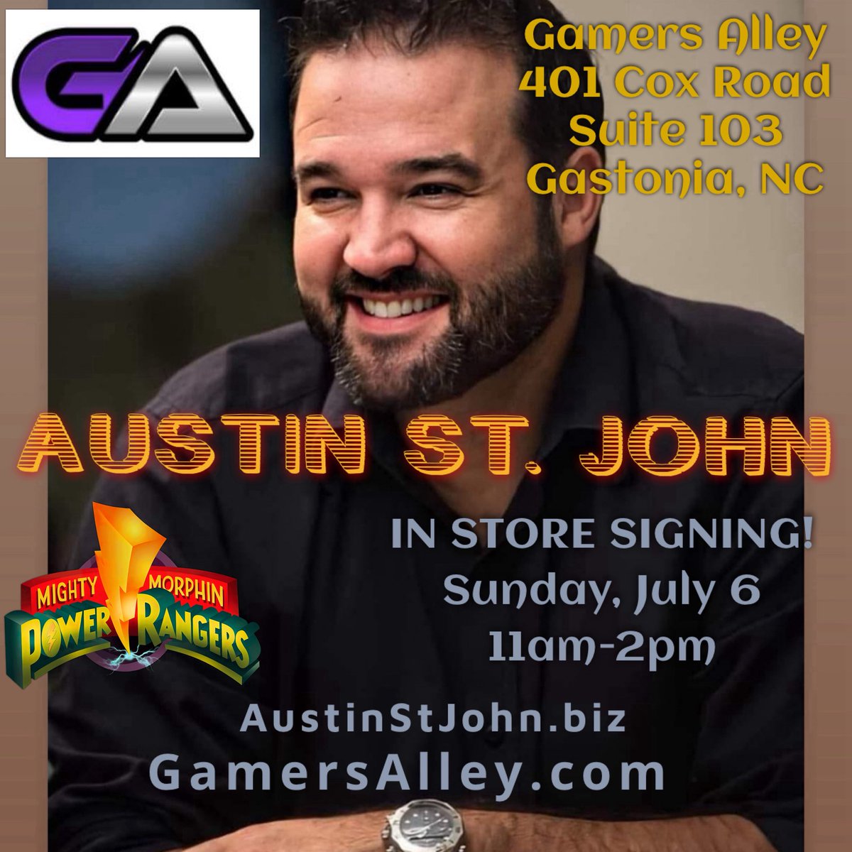 Meet me in Gastonia, NC! I’ll be @gamersalleyonline this Sunday from 11am until the last fan standing. Tell me your stories, get autographs or pictures, or ask questions. I look forward to seeing YOU there! #powerrangers #mmpr #zeo #ogredranger