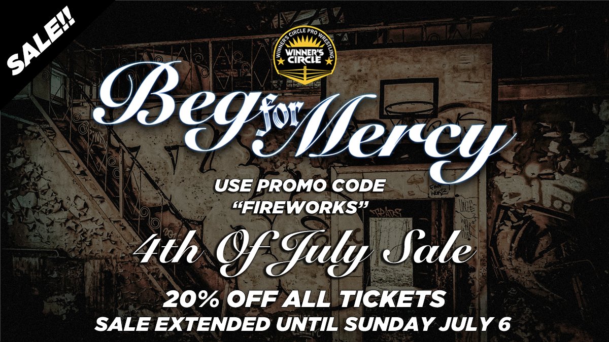 WinnersCirclePW's tweet photo. 🚨4TH OF JULY SALE EXTENDED!!🚨

4th Of July Sale | Ends SUNDAY @ 12 Midnight
Use Code 'FIREWORKS' For 20% Off ALL Tickets

https://t.co/LJjduHHfSu https://t.co/rPtvhUjmzF