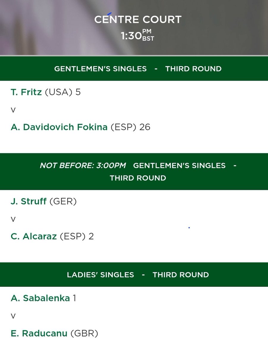 El orden de juego de mañana en #Wimbledon es para pillar palomitas y refresco y debajo del aire acondicionado no moverse de la tele en toda la tarde. Excelso!!!