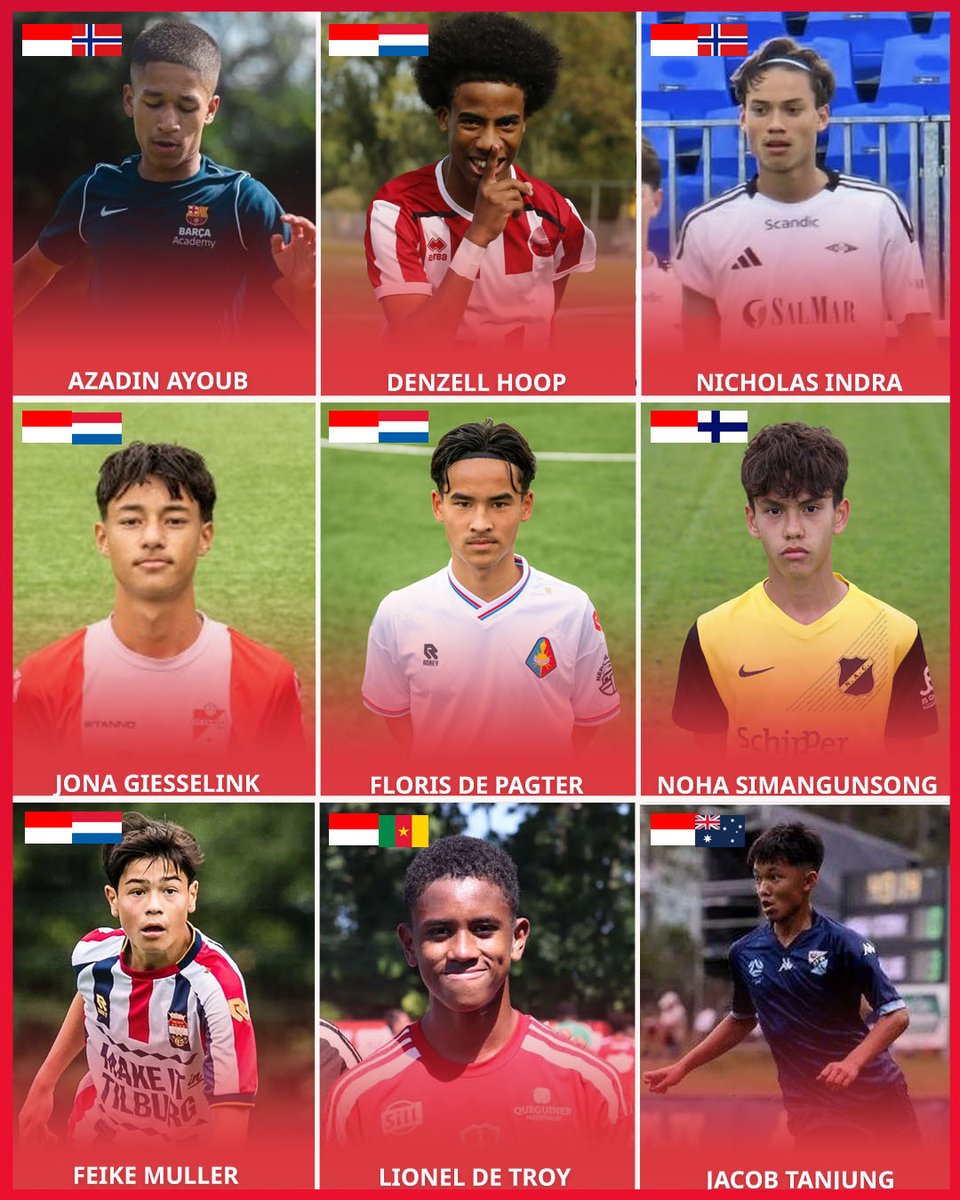 🇮🇩 9 Indonesian diaspora players called up for U17 World Cup camp! 🌍🦅

As Indonesia prepares for the FIFA U17 World Cup Qatar 2025, 9 exciting diaspora talents have been called up to join the U17 national team training camp in Bali from July 7–10, 2025! 🔥

#GarudaMuda