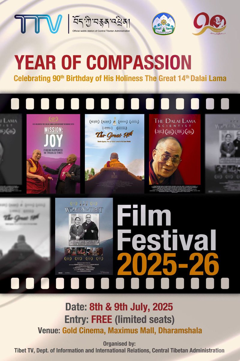 TheGreat14th's tweet photo. The Great 14th &amp; The Great Mother are screening in the Year of Compassion Film Festival in Dharamsala, India, on July 8 &amp; 9, 2025. Director Rosemary Rawcliffe will be there for the Q&amp;A sessions. 
We are honored to be part of such a meaningful celebration! https://t.co/iya7uNlYhx