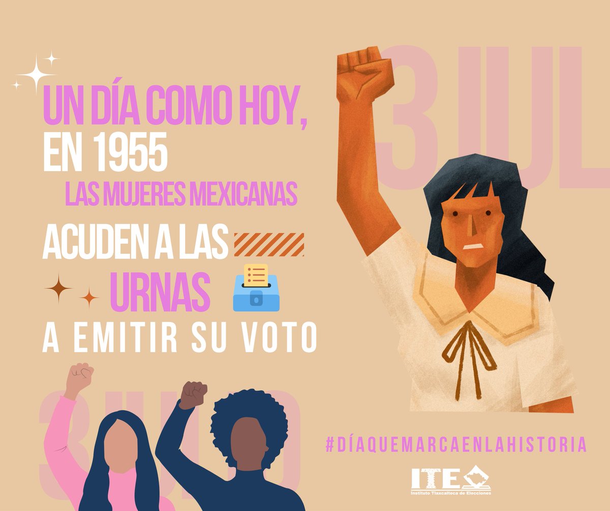 💜 ¡Un día que marcó la historia de México!
Un 3 de julio de 1955, las mujeres mexicanas acudieron por primera vez a las urnas 🗳️ para ejercer su derecho al voto en una elección.
✨ #DíaQueMarcaEnLaHistoria
#VotoDeLaMujer #IgualdadDeGénero #3DeJulio #Democracia