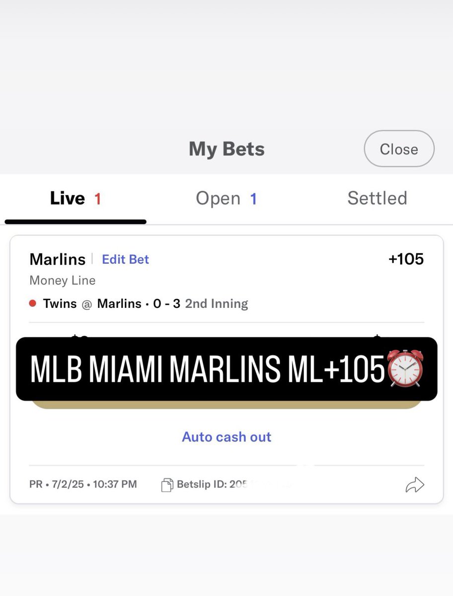 manwithdapicks's tweet image. Early baseball to start this Thursday morning! Good start but not how ya start is how ya finish, let’s FINISHHH

#MIA Marlins ML +105⏰

Let’s cash this matinee #MLB