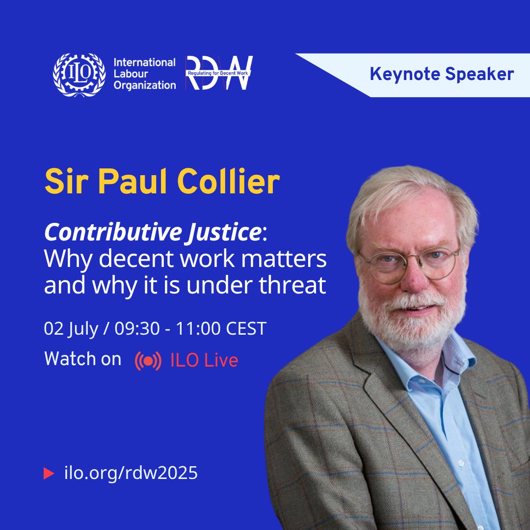 Sir Paul Collier opened the conference with a compelling case for Contributive Justice:

🔹 Why decent work matters
🔹 Why so many communities are being left behind
🔹 And how we can restore dignity through meaningful, skill-based employment

📺 bit.ly/3I4fFx7

#RDW2025