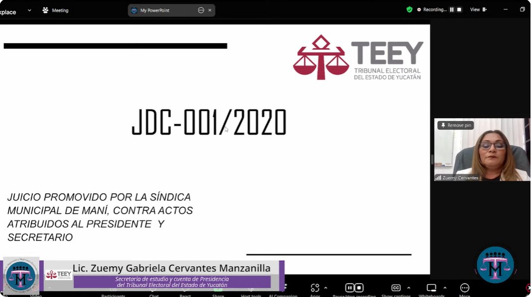 🟣Seminario VPG: Experiencias Jurisdiccionales Locales, primera intervención inicia con la Lic. Zuemy Gabriela Cervantes Manzanilla, Secretaria de Estudio y Cuenta, adscrita  la ponencia el Magistrado Presidente Fernando Javier Bolio Vales, del Tribunal Electoral de Yucatan,