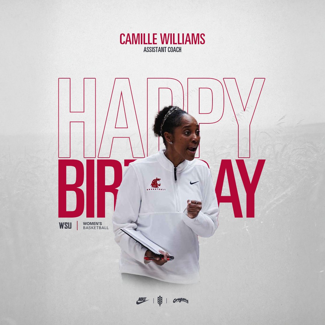 WSUCougarWBB's tweet image. Happy Birthday to Assistant Coach, Camille Williams!
Hope your day is a BLAST! ๐๐
#GoCougs