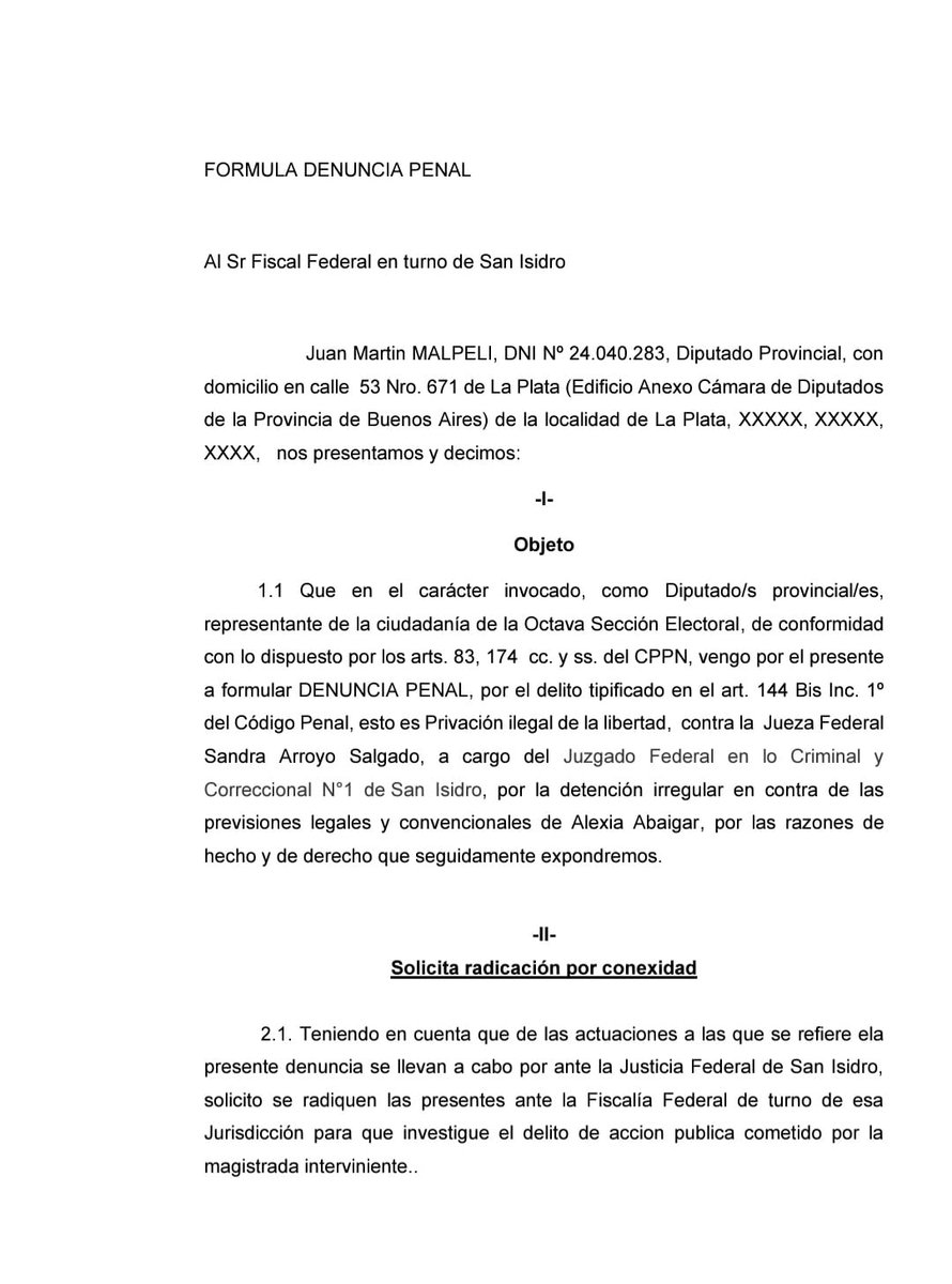 juanmalpeli's tweet photo. Frente al abuso jurisdiccional respondemos por la via legal.
En el día de la fecha presentamos ante la Cámara Federal de San Isidro, la denuncia penal contra la Jueza Sandra Arroyo Salgado...(1/2) https://t.co/v1yiW7ZtKE