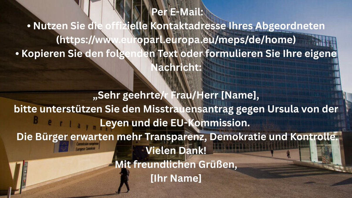 💥Historischer Moment im EU-Parlament💥
Das Misstrauensvotum gegen Ursula von der Leyen kommt – wegen Corona-Politik, wegen der Pfizer-Deals, wegen Intransparenz, wegen wachsender Entfremdung zur Bevölkerung. 

Der Antrag ist eingebracht - ich habe ihn unterstützt. Jetzt liegt es