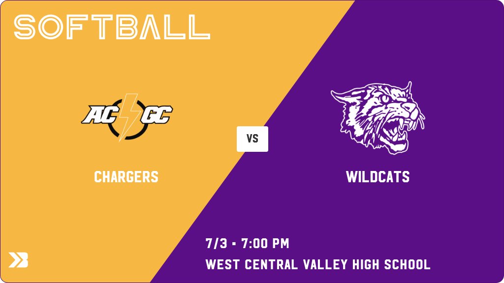 Softball (Varsity) Game Day! - Check out the event preview for the The ACGC Chargers vs The West Central Valley Wildcats. It starts at 7:00 PM and is at West Central Valley High School. gobound.com/ia/ighsau/soft…