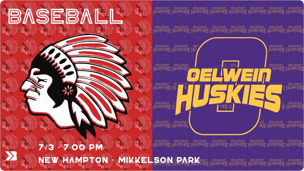 Baseball (Varsity) Game Day! - Check out the event preview for the The Oelwein Huskies vs The New Hampton Chickasaws. It starts at 7:00 PM and is at New Hampton - Mikkelson Park. gobound.com/ia/ihsaa/baseb…