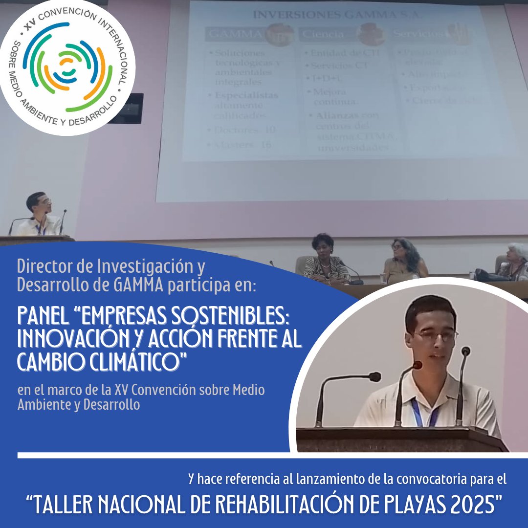 Gamma_Cuba (@cuba_gamma) on Twitter photo Participa nuestro Dir. de I+D en panel "Empresas Sostenibles: Innovación y Acción frente al Cambio Climático" como parte de la XV Convención sobre Medio Ambiente. 📣 ¡Mañana lanzamos el #TallerPlayas2025! <a href="/Grupo_INNOMAX/">Grupo Empresarial INNOMAX</a> <a href="/CubaTareaVida/">Tarea Vida Cuba</a> <a href="/citmacuba/">Ministerio de Ciencia, Tecnología y Medio Ambiente</a> Participa nuestro Dir. de I+D en panel "Empresas Sostenibles: Innovación y Acción frente al Cambio Climático" como parte de la XV Convención sobre Medio Ambiente. 📣 ¡Mañana lanzamos el #TallerPlayas2025! <a href="/Grupo_INNOMAX/">Grupo Empresarial INNOMAX</a> <a href="/CubaTareaVida/">Tarea Vida Cuba</a> <a href="/citmacuba/">Ministerio de Ciencia, Tecnología y Medio Ambiente</a>