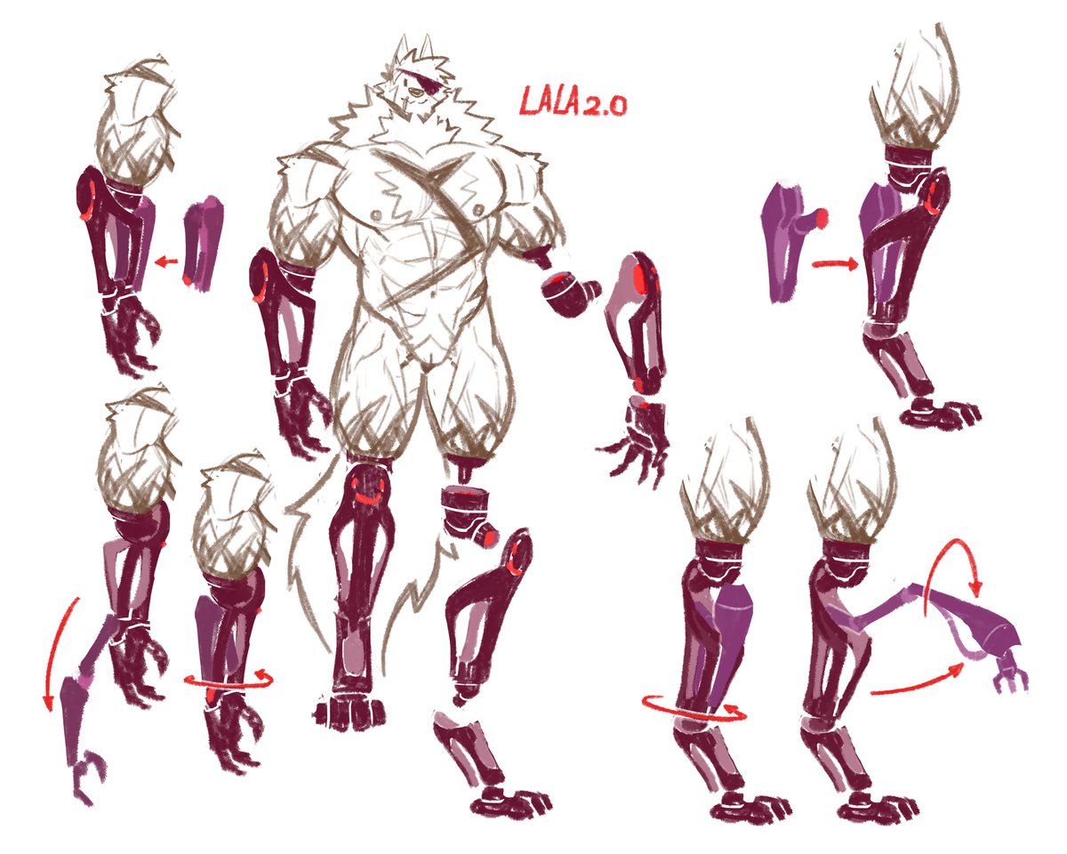 感覺拉拉義肢包覆太多斷肢會失去人彘屬性的醍醐味(?
所以想要更輕量化義肢的造型讓她的斷肢更裸露🤔