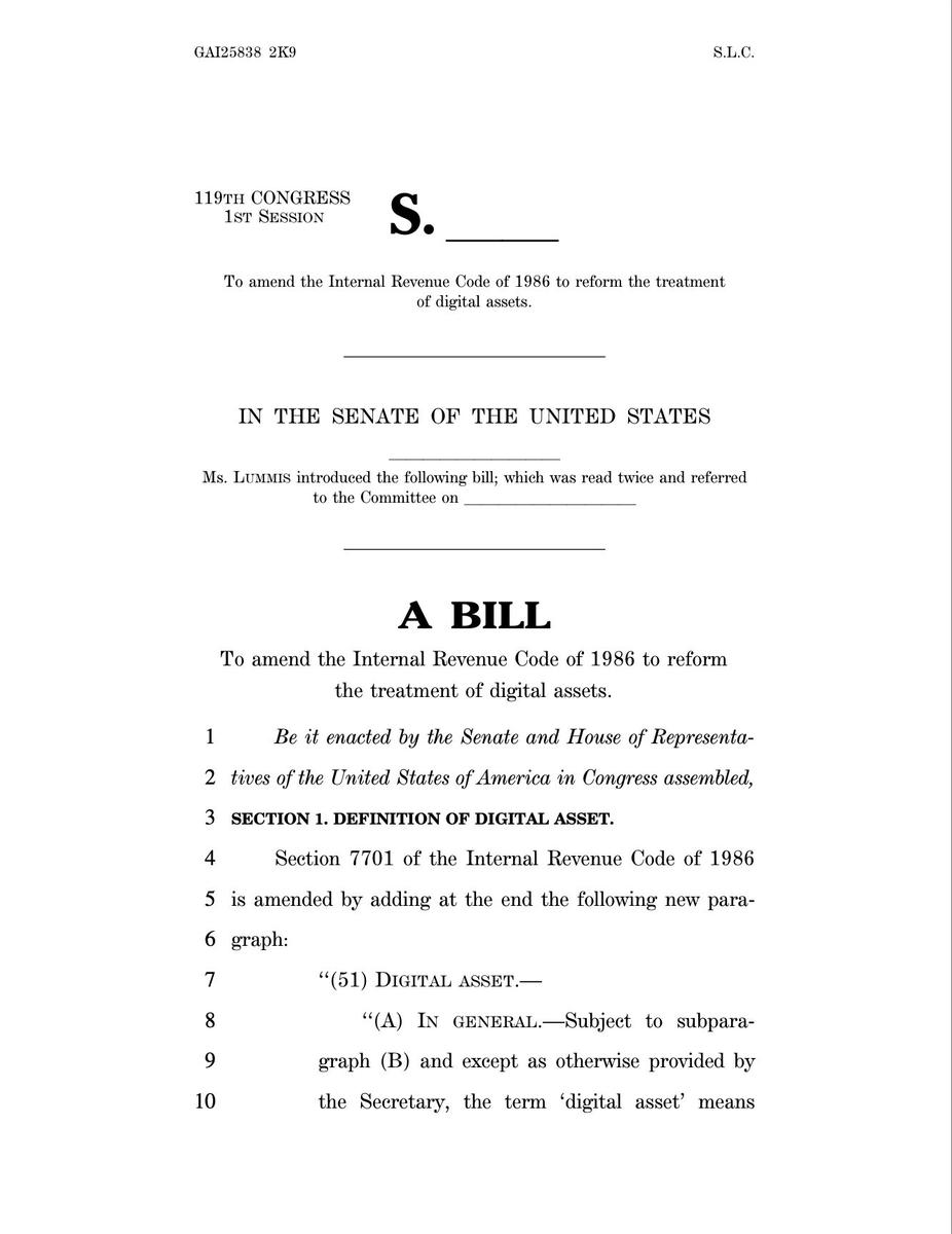 This New Crypto Tax Bill Could Change Everything 🇺🇸 Senator Lummis wants:  ✓ No tax on spends under $300 ✓ Fair tax on staking & mining ✓ Same rules  as stocks If
