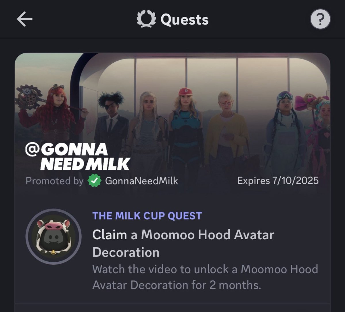 Run, Don’t Walk 🥛🏃‍♀️ 

<a href="/GonnaNeedMilk/">Milk</a> has its very own avatar Discord decoration!!!  🐮 🤩 

WatchThe Milk Cup trailer to get a FREE decoration!!! 😍