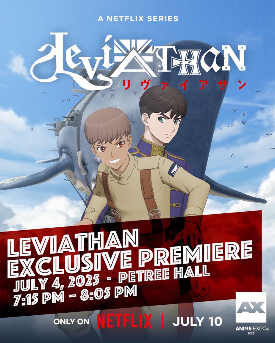 Scott Westerfeld (@scottwesterfeld) on Twitter photo Tomorrow, July 4, at #AnimeExpo2025, the world premiere of the Leviathan anime! 7:15PM at Petree Hall
<a href="/crazynabe/">Yoshihiro Watanabe → ANIMEEXPO</a> <a href="/CG_Orange_eng/">Orange ➡️ AX Leviathan & BEASTARS</a>
<a href="/qubicpictures/">Qubic Pictures</a> <a href="/NetflixAnime/">Netflix Anime</a> Tomorrow, July 4, at #AnimeExpo2025, the world premiere of the Leviathan anime! 7:15PM at Petree Hall
<a href="/crazynabe/">Yoshihiro Watanabe → ANIMEEXPO</a> <a href="/CG_Orange_eng/">Orange ➡️ AX Leviathan & BEASTARS</a>
<a href="/qubicpictures/">Qubic Pictures</a> <a href="/NetflixAnime/">Netflix Anime</a>