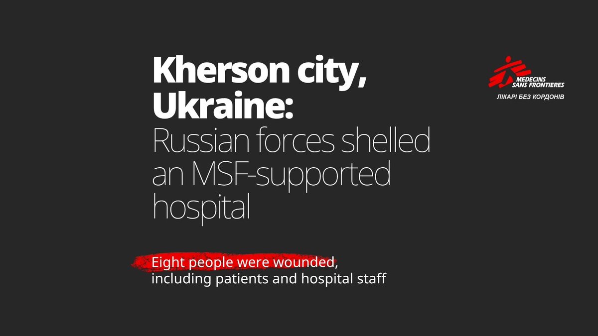 On 1 July beginning at 10.20pm, Russian forces shelled an MSF-supported hospital in Kherson city, Ukraine. Four shells landed extremely close to the hospital, and one hit a hospital building directly.