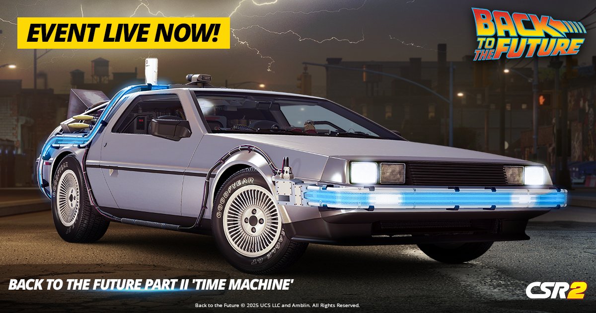 Roads? Where we’re going, we don't need roads. ⚡

The Back to the Future Part II ‘Time Machine’ has landed in CSR2!

Race and unlock this iconic in-game ride before it disappears into the space-time continuum!

Play CSR2 now!
#CSRRacing #TimeMachine #BackToTheFuture