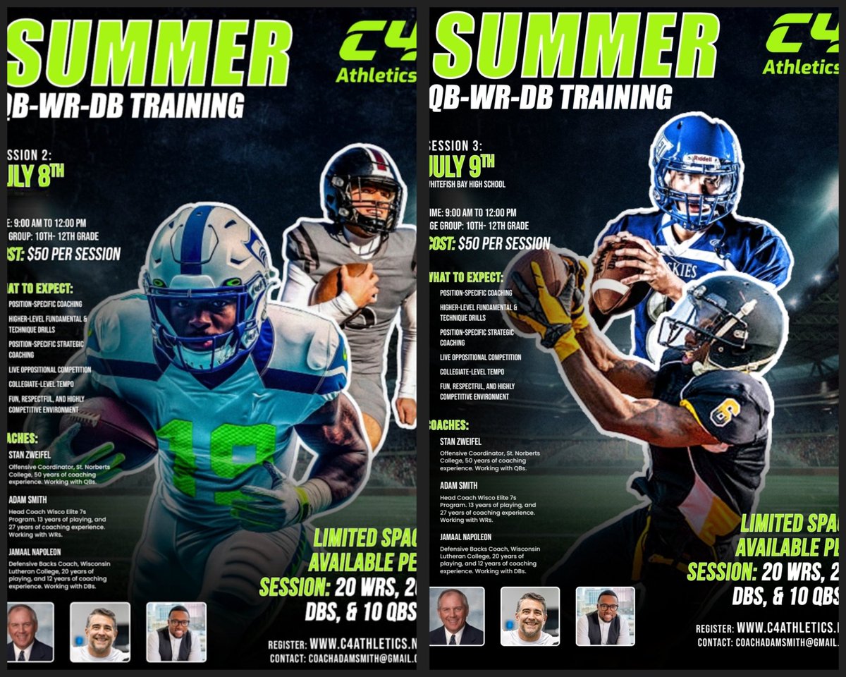 What's holding you back? Your competition isn't holding back! They're signed up! They're willing to commit to getting better for themselves and team! LET'S GO! Why not learn from some of the best coaches in the State? So what's your excuse? Register now at c4athletics.net