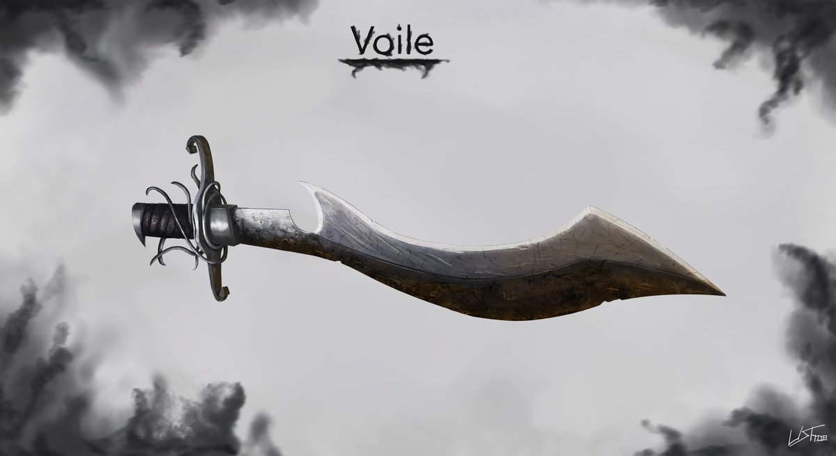 Ushoe_illu's tweet photo. Here's my first entry in the DigitalPainting School Challenge. The theme this time was Dark vs Light.  I decided to twin swords, one for  each camp.  Here is “Voile”, the sword of darkness, which engulfs its opponents in shadows.  #digitalart #conceptart #fantasyblade #Sword #art https://t.co/9saFfoeBy0