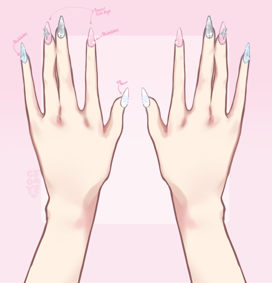 coyfaee's tweet image. i dont really show off the nails i make but i rlly like how these came out!