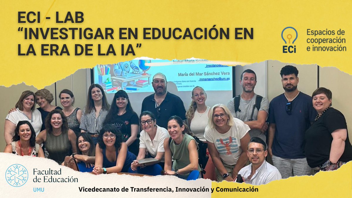 Ayer celebramos el primer #ECiLab: “Investigar en educación en la era de la IA”. Un espacio dinámico para explorar cómo usar la IA en la investigación y en la docencia.

¡Gracias por vuestra participación! 🧠💡

#EducaciónUMU #IAyEducación #EspaciosdeCooperacióneInnovación