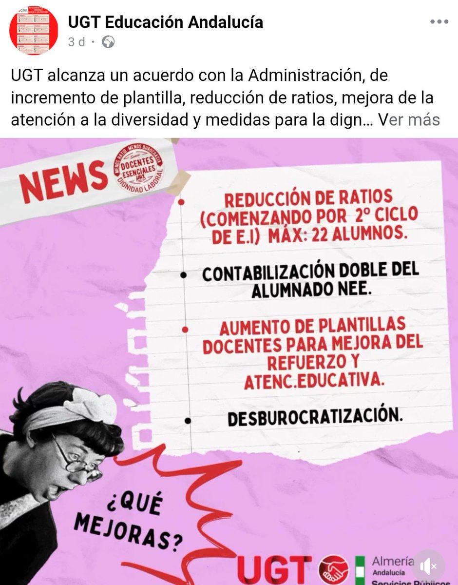 En estos últimos días, nuestros teléfonos arden por las incontables llamadas de docentes suprimidos o desplazados pidiéndonos ayuda. ¿Este era el famoso aumento de plantillas que habían firmado CSIF, ANPE y UGT?