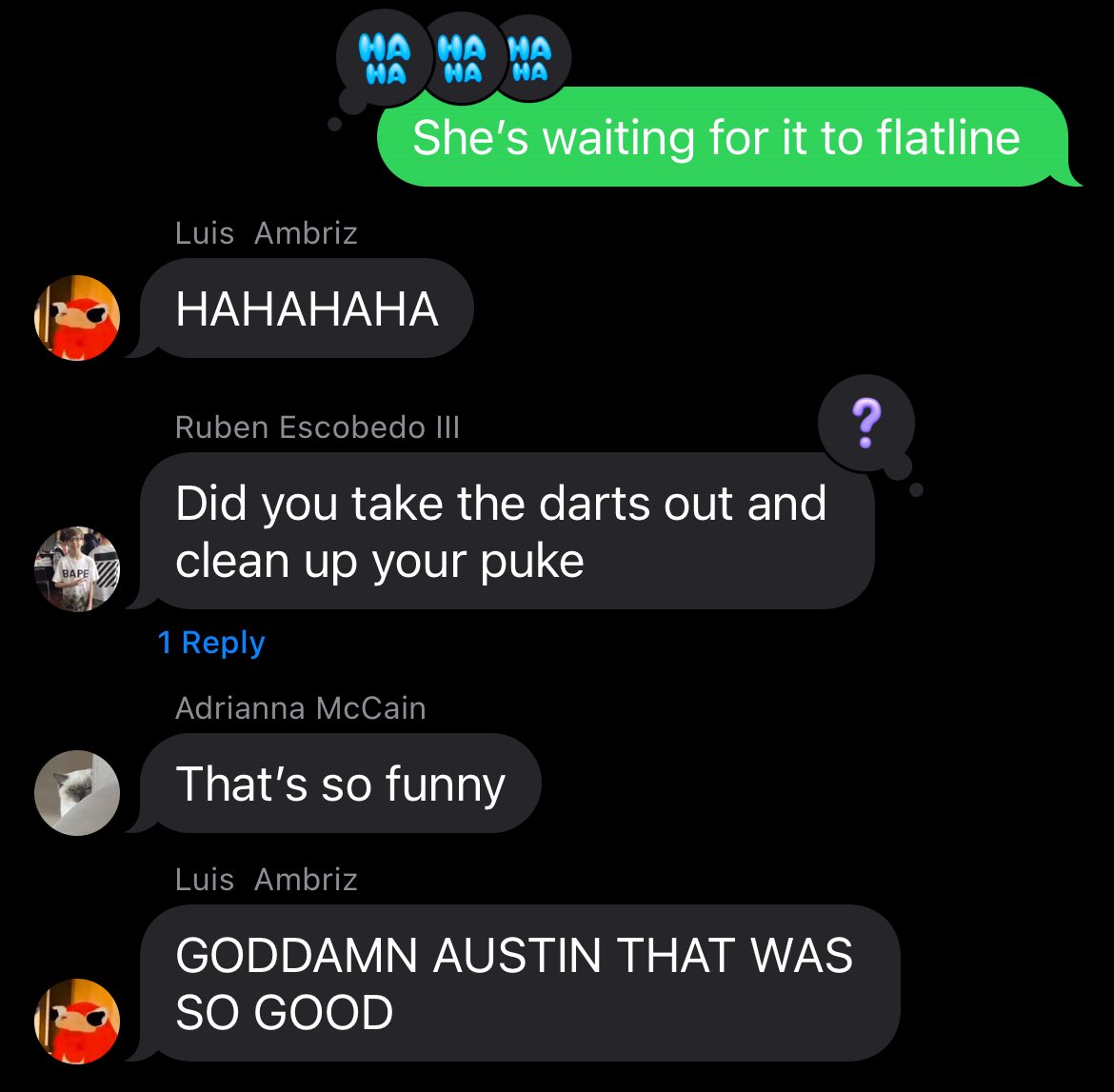 Got a standing ovation in the group chat