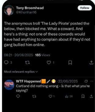 DebRoberts3's tweet photo. @Khunhan16 @DebRoberts22249 @KateShemirani Well, what a big man you are, commenting and then blocking.
Hypocrite too. https://t.co/MlxDfnuemX