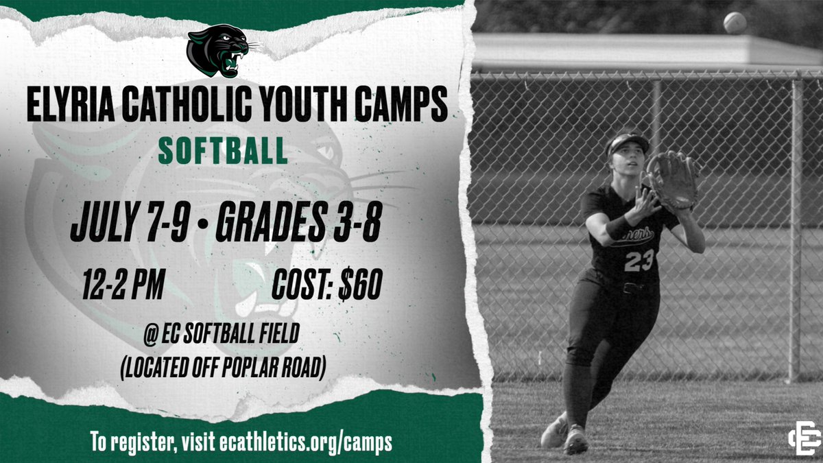 🥎 Softball Camp Starts Next Week! 🥎
Train with the best! Our NCC &amp; District Champion softball team is hosting a camp you won’t want to miss. 

📅 Limited spots available — don’t wait!
📍 Register now at elyriacatholic.com
