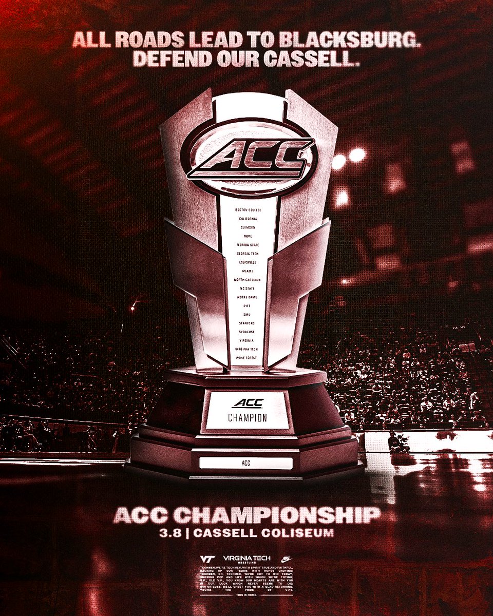Virginia Tech Wrestling (@hokieswrestling) on Twitter photo ๐๐๐๐ ๐๐๐ ๐๐ก๐๐ฆ๐ฉ๐ข๐จ๐ง๐ฌ๐ก๐ข๐ฉ. 
๐๐ฅ๐๐๐ค๐ฌ๐๐ฎ๐ซ๐ , ๐๐.
Mark your calendars now. 
Cassell Coliseum will be home to the 2026 @accsports Wrestling Championship.
#ThisIsHome #ALLINALLTHETIME #Hokies ๐ฆ ๐๐๐๐ ๐๐๐ ๐๐ก๐๐ฆ๐ฉ๐ข๐จ๐ง๐ฌ๐ก๐ข๐ฉ. 
๐๐ฅ๐๐๐ค๐ฌ๐๐ฎ๐ซ๐ , ๐๐.
Mark your calendars now. 
Cassell Coliseum will be home to the 2026 @accsports Wrestling Championship.
#ThisIsHome #ALLINALLTHETIME #Hokies ๐ฆ