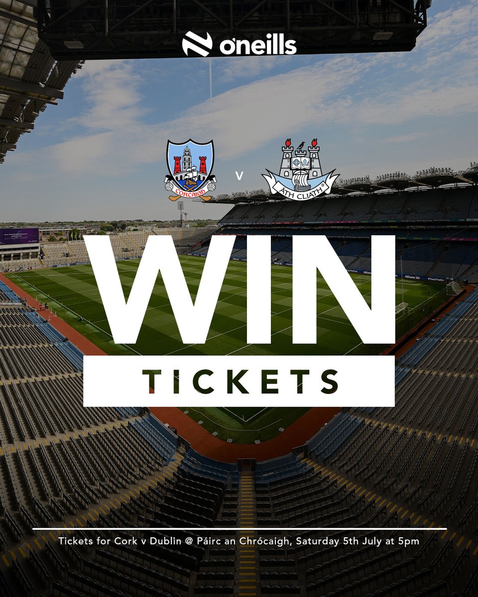 ONeills1918's tweet image. 🔥 TICKET GIVEAWAY! 🔥
Fancy being at Croke Park this Saturday for the All-Ireland SHC Semi-Final between Dublin and Cork? We've got 2 tickets up for grabs! 🔥
Want in? Here's how to enter:
✅ Like this post
✅ Tag who you'd bring along
✅ Reshare
Best of luck! 💙❤️