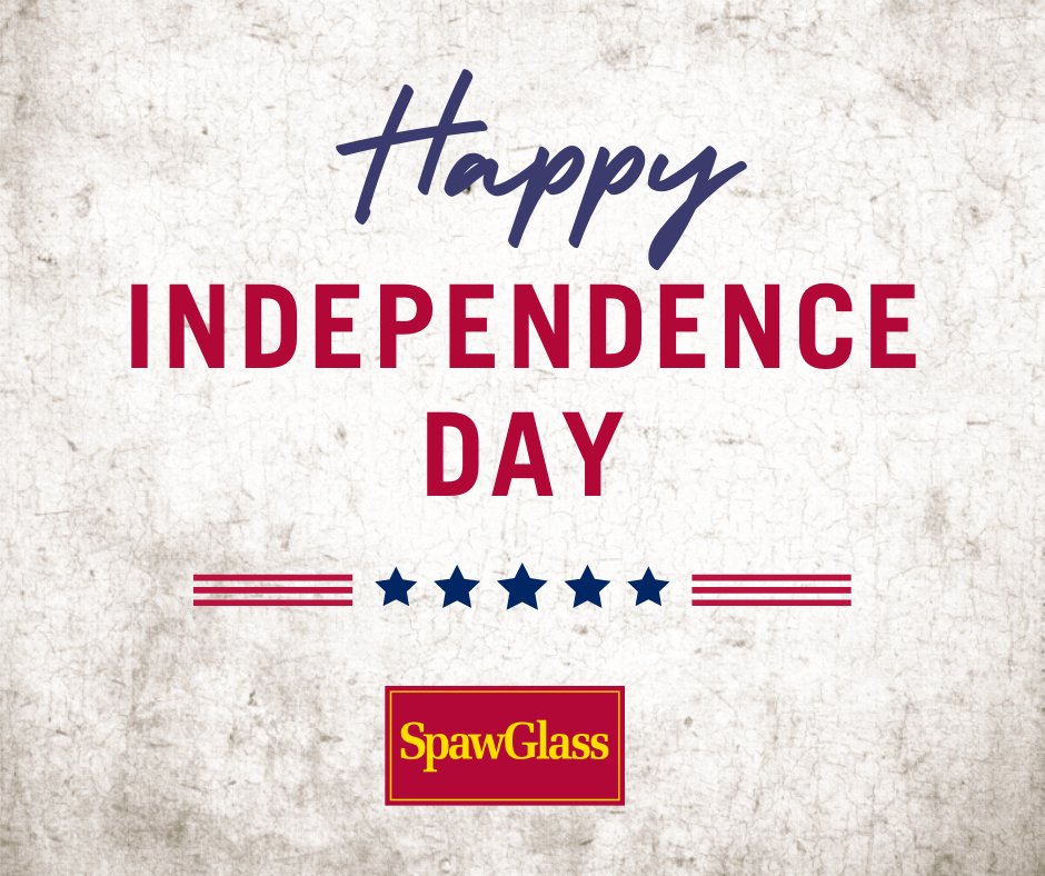 Happy Independence Day from your friends at SpawGlass! Our offices will close at 3:00 p.m. on Thursday, July 3rd and will remain closed all day on Friday, July 4th. We wish you a safe and fun holiday! #IndependenceDay