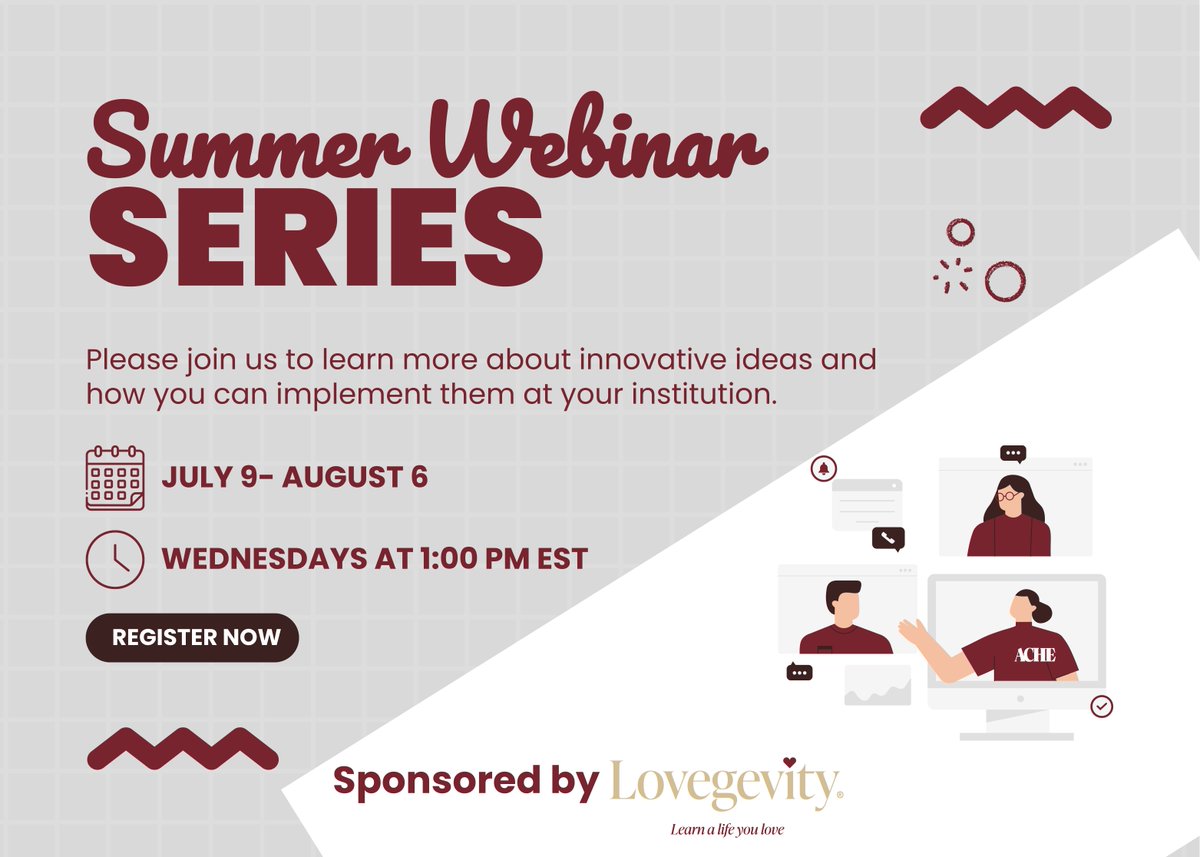Got plans this summer? Make space for the ACHE Webinar Series—Wednesdays at 1 PM ET. You’ll walk away with real strategies to boost student success and drive institutional impact.

Register now: acheinc.org/webinar-series…