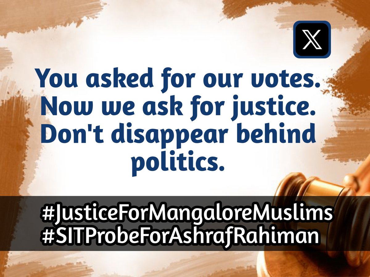 fazil1110's tweet photo. You asked for our votes.
Now we ask for justice.
Don't disappear behind politics.
#JusticeForMangaloreMuslims
#SITProbeForAshrafRahiman https://t.co/Ol5rX03Bgw
