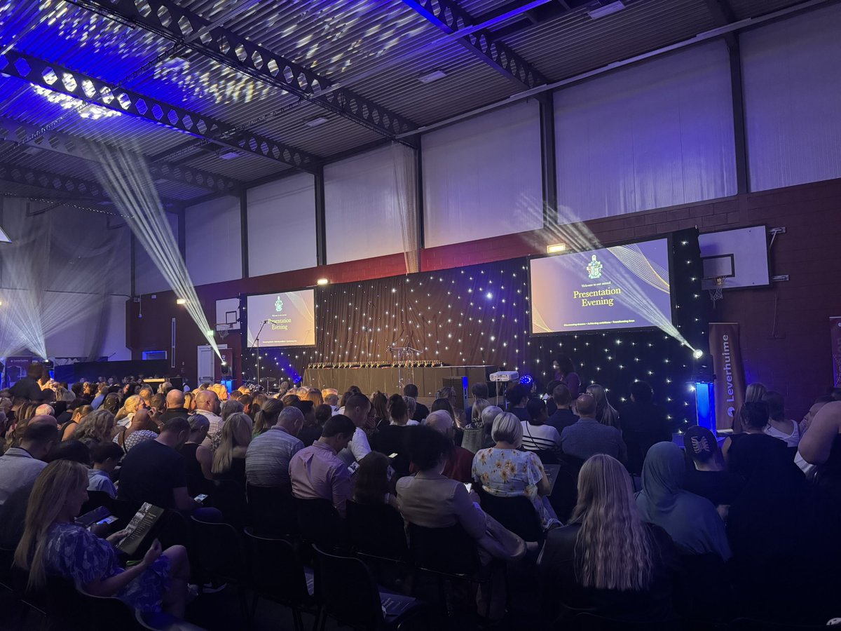 Our sports hall has been transformed into an arena for our Presentation Evening and the seats are filling up with proud parents and carers! 🌟 ✨