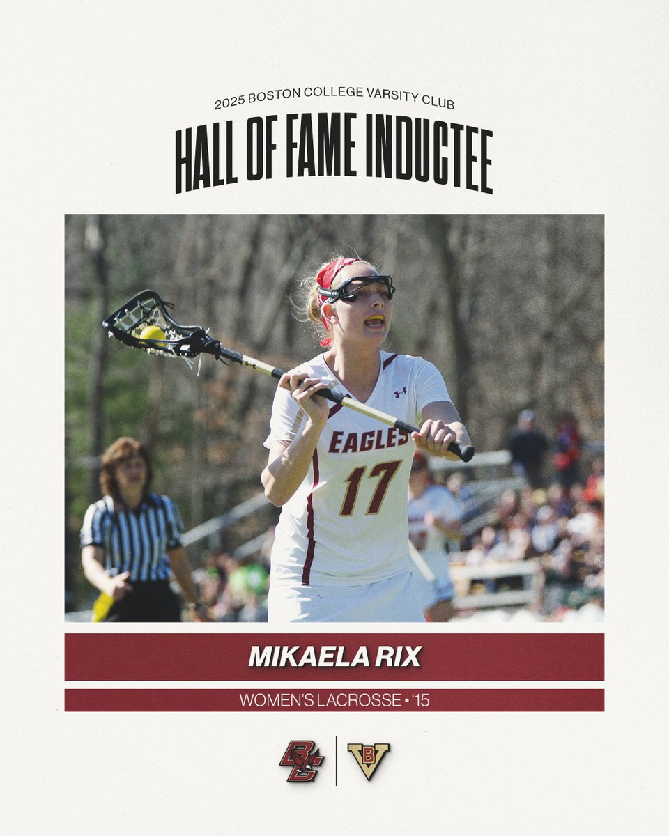 BCwlax's tweet image. Congratulations to the dynamic duo of Mikaela Rix '15 and Covie Stanwick '15 on being members of the 2025 Boston College Varsity Club Hall of Fame Induction Class 👏👏👏👏
📰 bit.ly/2025BCHOF