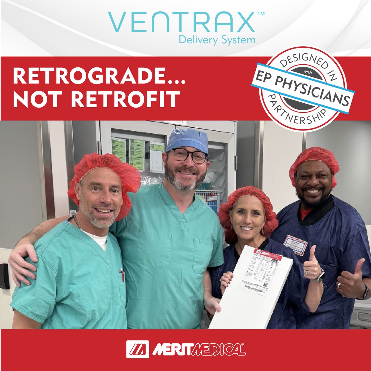 Merit_EP's tweet photo. Congratulations to Dr. Matt McKillip, MD, at Baptist Health in Jacksonville, FL, for his success in a recent case utilizing our Ventrax™ Delivery System. Ventrax™ Delivery System is available now!

For more info, safety, and IFU visit: https://t.co/FyvOQJ6J3L 

#Ventrax #ePeeps https://t.co/ovBMz18sKv