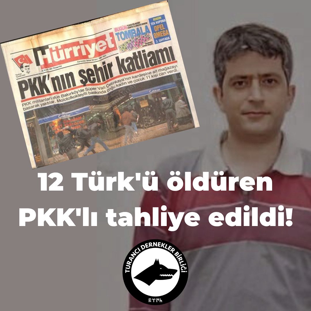 turancibirlik's tweet image. 12 Türk’ü öldüren PKK’lı tahliye edildi!

#TurancıDerneklerBirliği