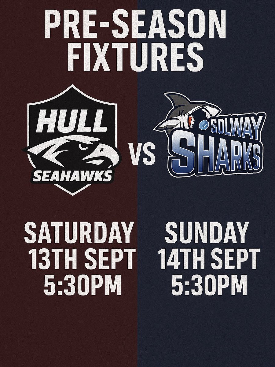 📣📣Sharks Fans…. Our 1st set of pre season fixtures have been announced. 📣📣

We will travel to Hull for an exciting double header weekend playing in the Hull Ice Arena on Saturday 13th &amp; Sunday 14th September. 🦈🦈